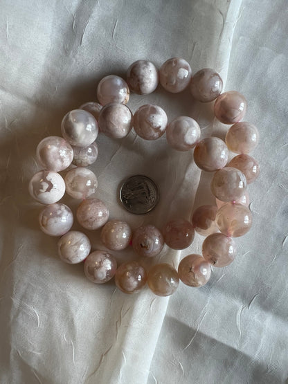 Flower Agate Bracelet 14mm