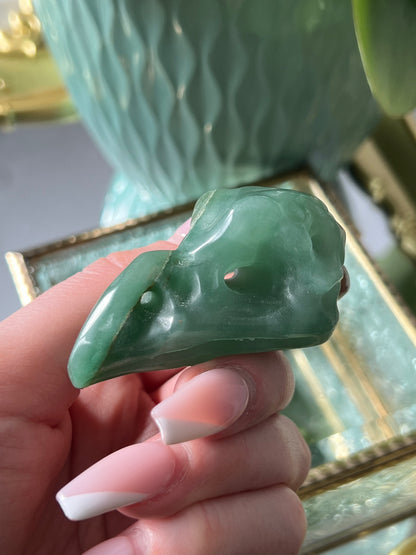 Green Aventurine Bird Skull