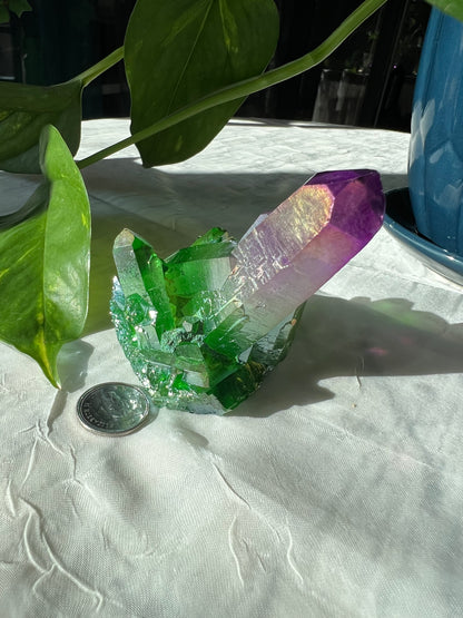 Purple Green Angel Aura Quartz