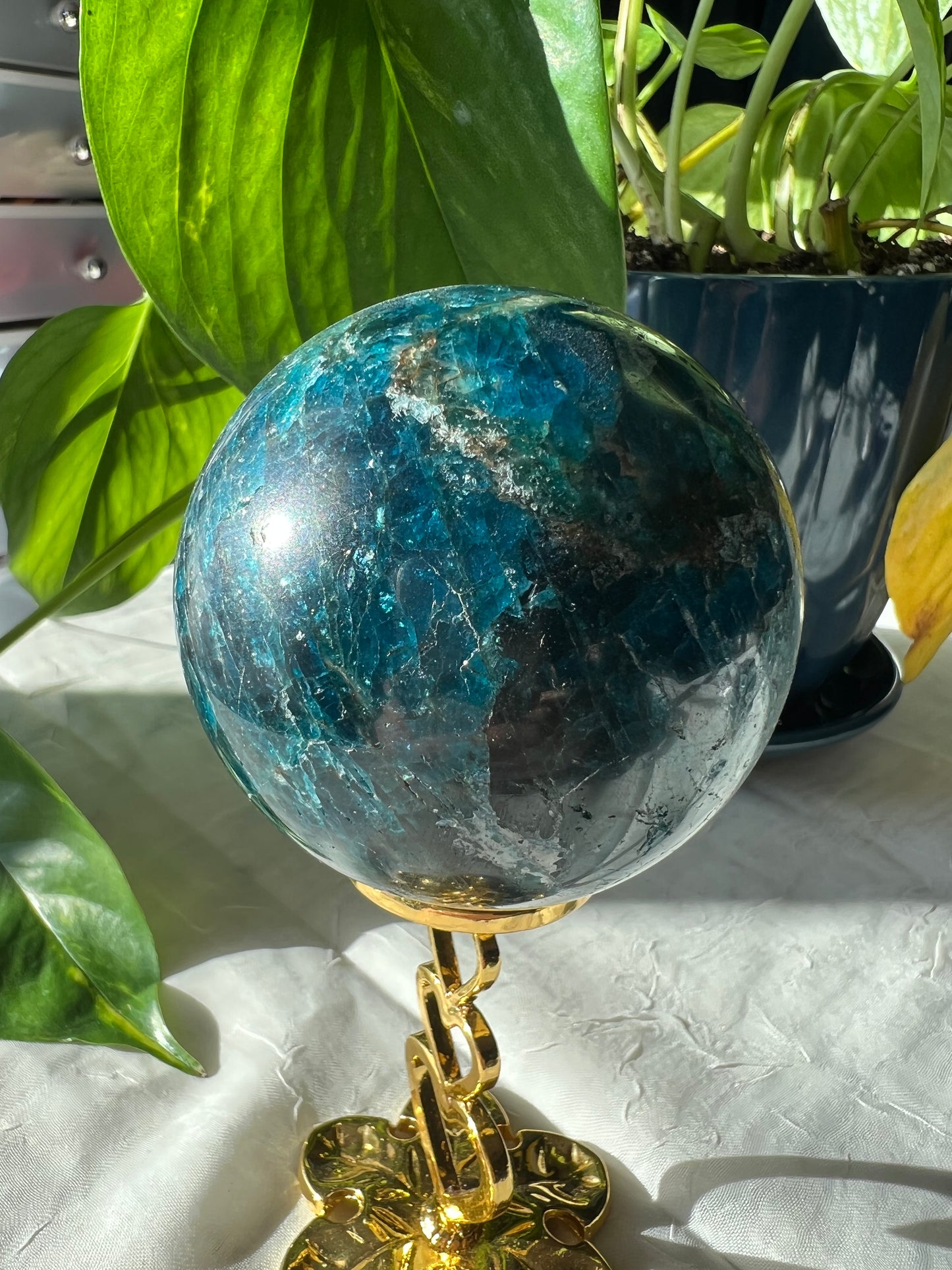 Blue Apatite Sphere