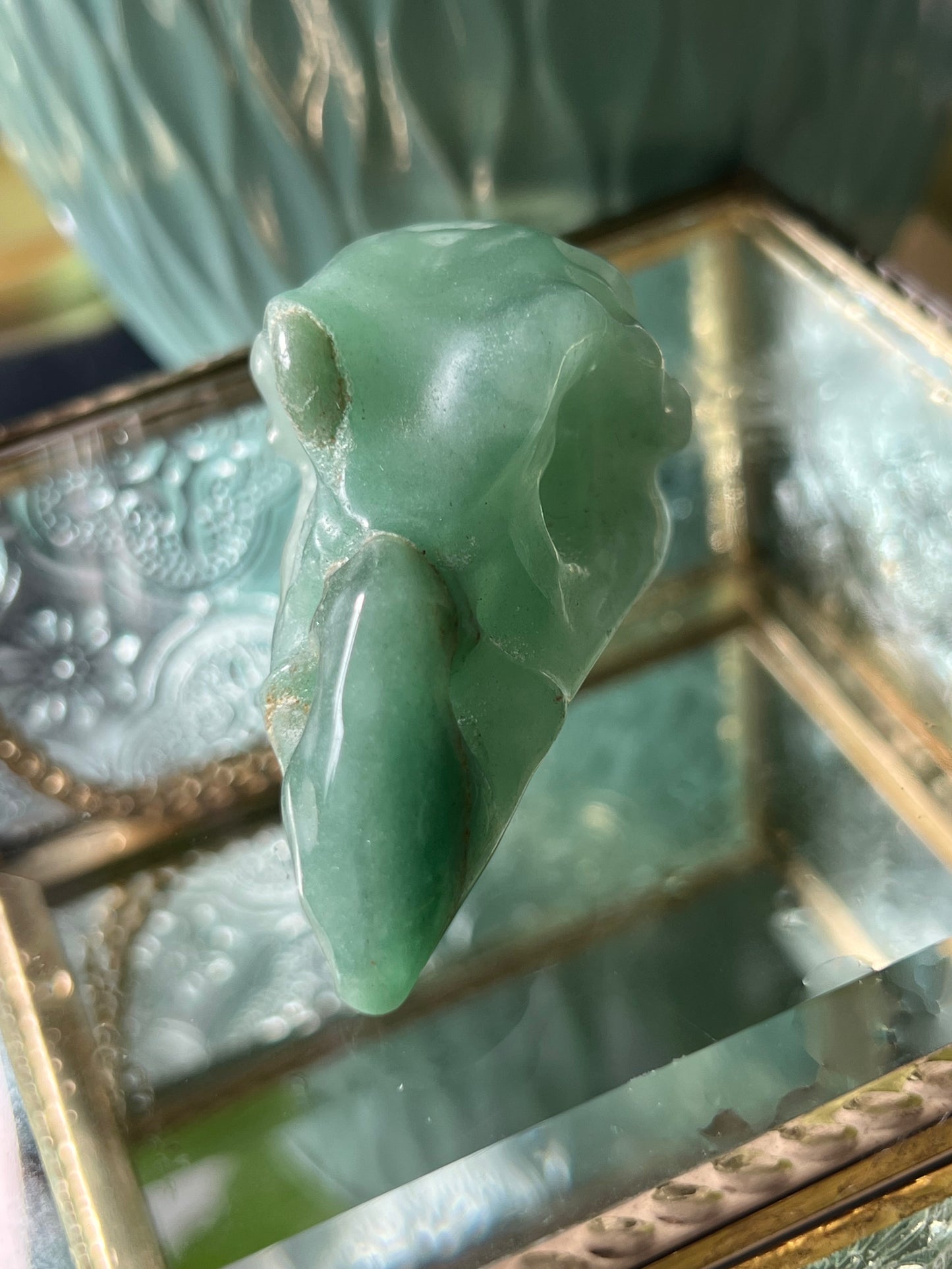 Green Aventurine Bird Skull