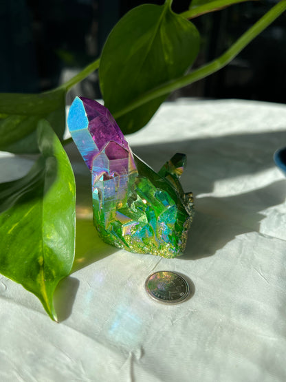 Purple Green Angel Aura Quartz