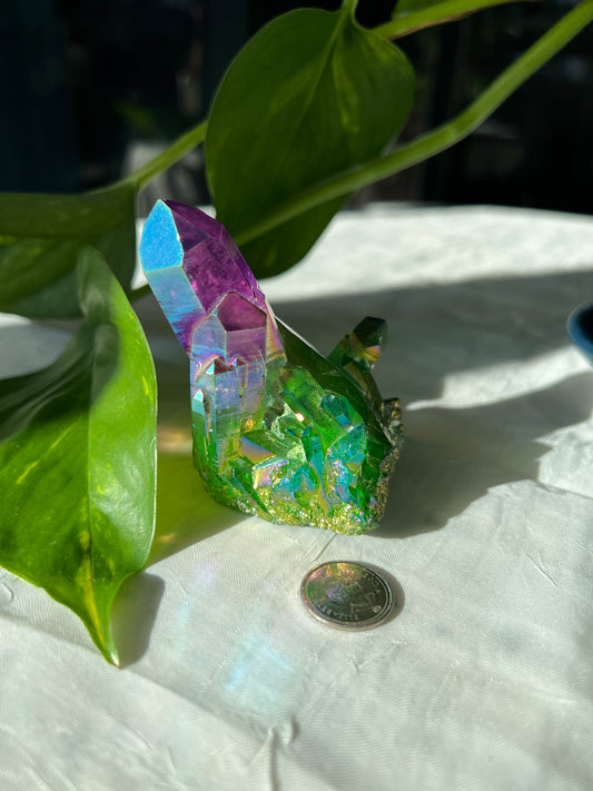 Purple Green Angel Aura Quartz