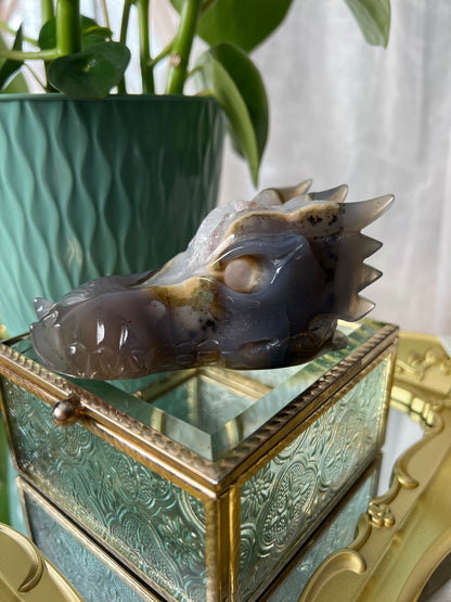 Blue Lace Agate Dragon Head